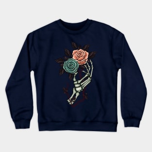 Skeleton Hand with  Roses Crewneck Sweatshirt